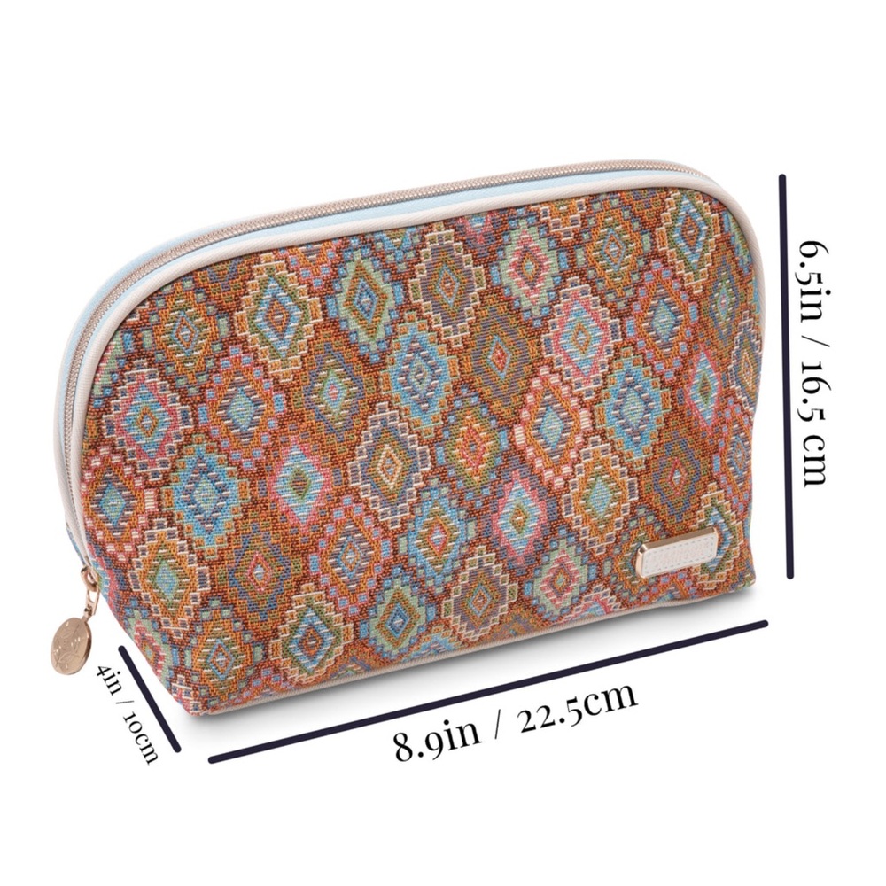 Stephanie Johnson Rosewood Cognac Lola woven make-up bag/recycled material-NWT - Picture 16 of 16